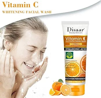 Disaar Women And Men Face Wash Natural Organic Vitamin C Hyaluronic Acid Cleanser Whitening Face Wash 100g