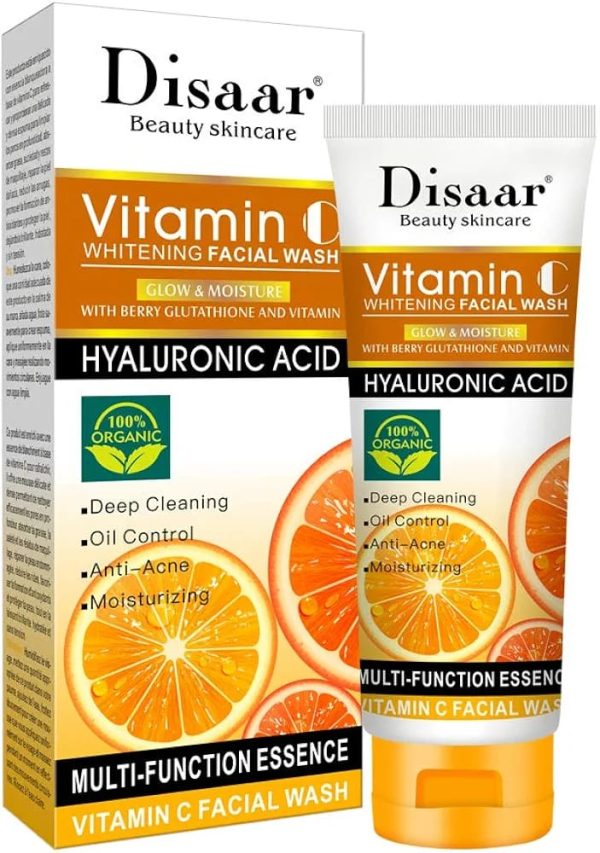 Disaar Women And Men Face Wash Natural Organic Vitamin C Hyaluronic Acid Cleanser Whitening Face Wash 100g